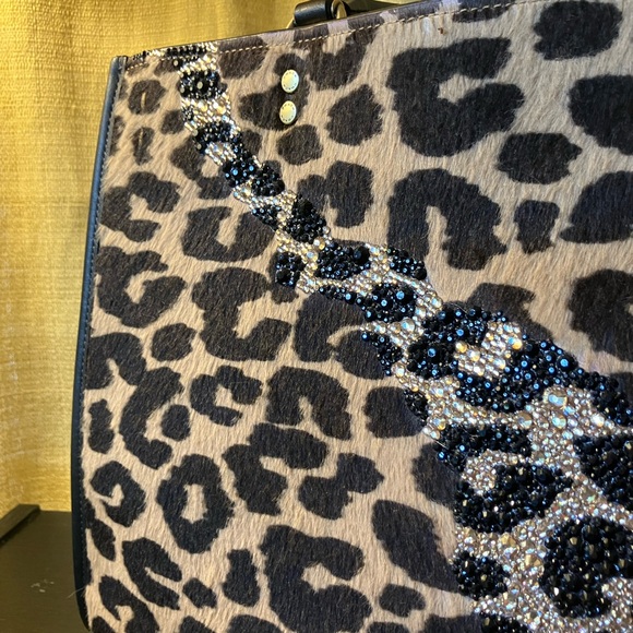 Coach Rogue 30 Leopard Print Haircalf with Rhinestones OOAK - Picture 3 of 14